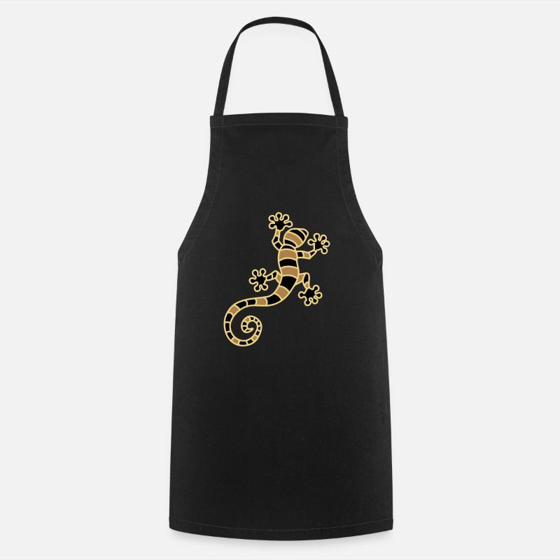 Tropical gecko three color print - Cooking Apron - black