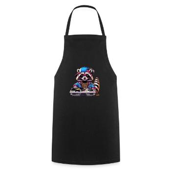 Illustration stylisée d’un DJ raton laveur cool - Tablier de cuisine - noir - Devant - AI Model Male 185 dark (185cm)