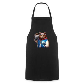 Illustration stylisée d’un ours cool - Tablier de cuisine - noir - Devant - AI Model Male 185 dark (185cm)