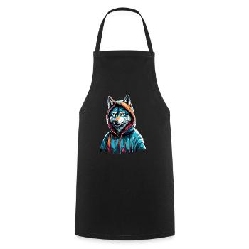 Le loup le plus cool de la ville - Tablier de cuisine - noir - Devant - AI Model Male 185 dark (185cm)