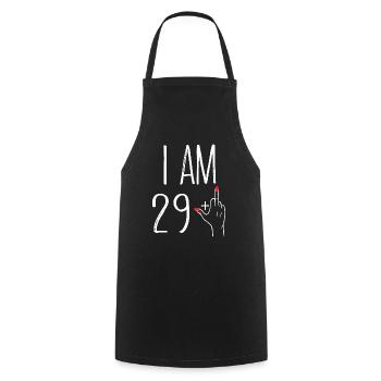 I AM 29 + 1 cadeau femme 29 ans anniversaire - Tablier de cuisine - noir - Devant - AI Model Male 185 dark (185cm)