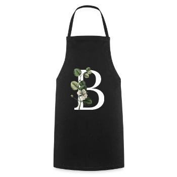 Buchstabe B Grün Botanisch - Kochschürze - Schwarz - Vorne - AI Model Male 185 dark (185cm)