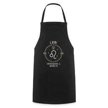 Du signe du Lion - Courageuse et honnête - Tablier de cuisine - noir - Devant - AI Model Male 185 dark (185cm)