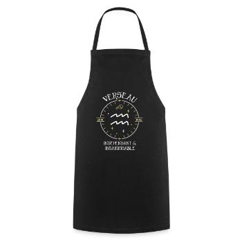 Du signe du Verseau - Indépendant et insaisissable - Tablier de cuisine - noir - Devant - AI Model Male 185 dark (185cm)