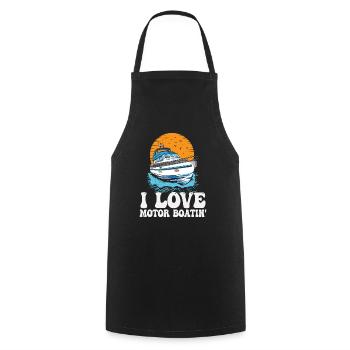 I Love Motor Boatin' Pontooning Motorboat Captain - Kochschürze - Schwarz - Vorne - AI Model Male 185 dark (185cm)