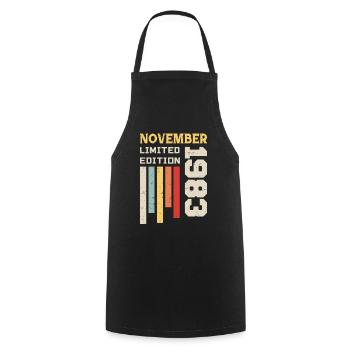 Novembre 1983 Cadeau Anniversaire - Novembre 1983 - Tablier de cuisine - noir - Devant - AI Model Male 185 dark (185cm)