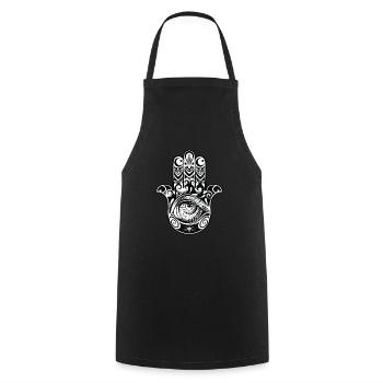 L'oeil de la main - Tablier de cuisine - noir - Devant - AI Model Male 185 dark (185cm)