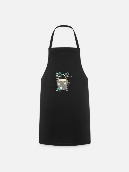 Lustige Katze im Tasse Hallo Geschenk Blumen - Kochschürze - Schwarz