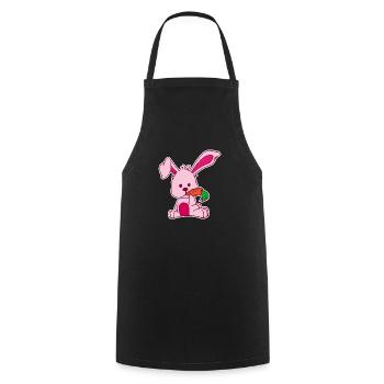 Flach Design Kaninchen liebt Karotte rosa süss - Kochschürze - Schwarz - Vorne - AI Model Male 185 dark (185cm)