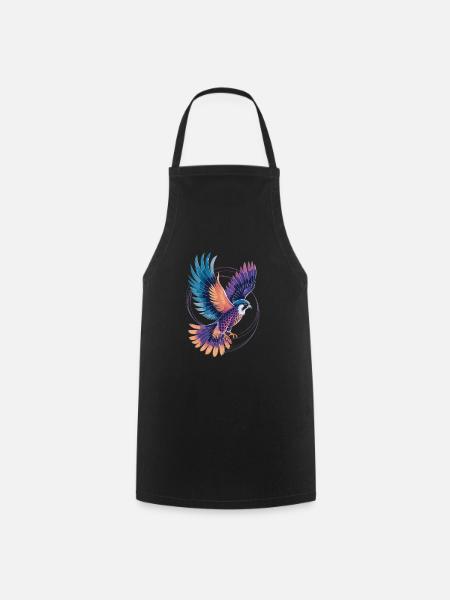 Majestätischer Falke – Aquarell-Raubvogel-Design - Kochschürze - Schwarz