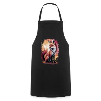 Majestic Fox Watercolor Forest Motif - Cooking Apron - black - Front - AI Model Male 185 dark (185cm)