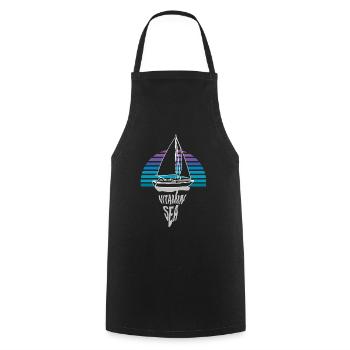 Vitamin Meer Sonnenuntergang Segler Segelboot Sege - Kochschürze - Schwarz - Vorne - AI Model Male 185 dark (185cm)