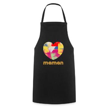 Maman - cadeau fête des mères - Tablier de cuisine - noir - Devant - AI Model Male 185 dark (185cm)