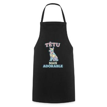 Têtu mais adorable – Chien géométrique pastel - Tablier de cuisine - noir - Devant - AI Model Male 185 dark (185cm)