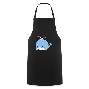 Love Whale - Idée cadeau - Tablier de cuisine - noir - Devant - AI Model Male 185 dark (185cm)