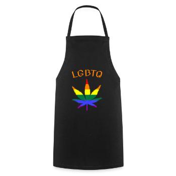 lgbtq, regenbogen, weed, ganja, pride month, csd - Kochschürze - Schwarz - Vorne - AI Model Male 185 dark (185cm)
