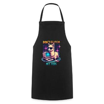 Don't Glitch my Vibe - Retro Gaming Alpaca - Cooking Apron - black - Front - AI Model Male 185 dark (185cm)