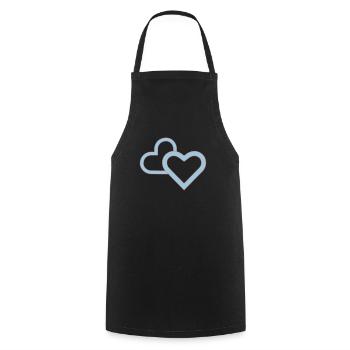 Double heart / heart - Cooking Apron - black - Front - AI Model Male 185 dark (185cm)