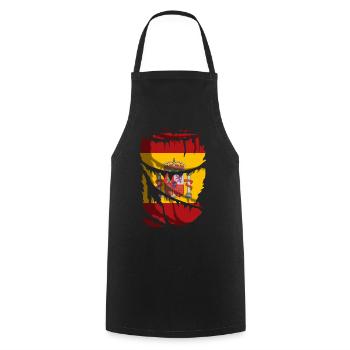 Flagge Spaniens mit dem Schild, zerbrochener Stoffeffekt - Kochschürze - Schwarz - Vorne - AI Model Male 185 dark (185cm)