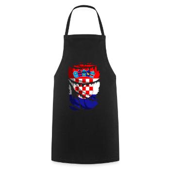 Flagge Kroatiens, zerbrochener oder zerrissener Stoffeffekt - Kochschürze - Schwarz - Vorne - AI Model Male 185 dark (185cm)
