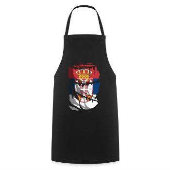 Flag of Serbia, broken or torn cloth effect - Cooking Apron - black - Front - AI Model Male 185 dark (185cm)