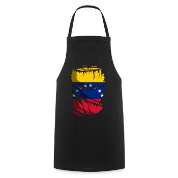 Drapeau du Venezuela, effet tissu déchiré, cassé - Tablier de cuisine - noir - Devant - AI Model Male 185 dark (185cm)