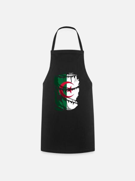 Drapeau de l’Algérie, avec un effet de tissu cassé - Tablier de cuisine - noir