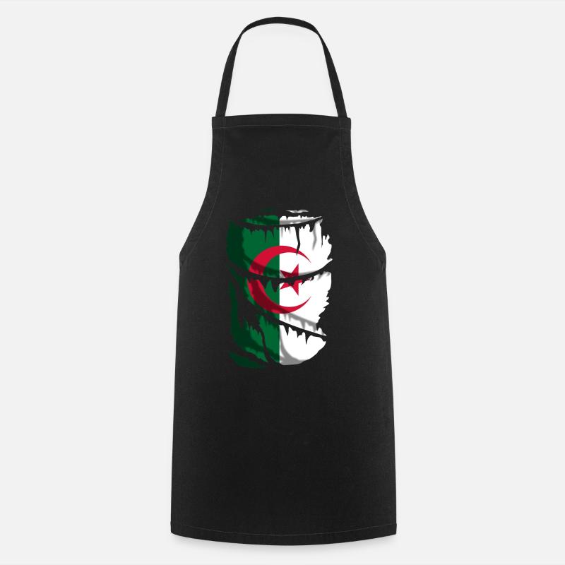Drapeau de l’Algérie, avec un effet de tissu cassé - Tablier de cuisine - noir