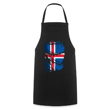 Flag of Iceland, broken or worn fabric effect - Cooking Apron - black - Front - AI Model Male 185 dark (185cm)