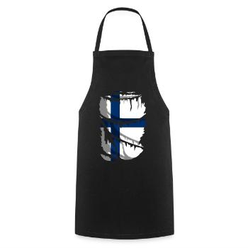 Flag of Finland, broken fabric effect - Cooking Apron - black - Front - AI Model Male 185 dark (185cm)