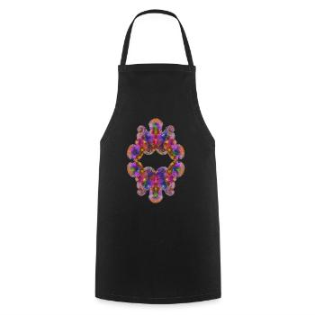Floraison Kaléidoscopique Psychédélique Florale - Tablier de cuisine - noir - Devant - AI Model Male 185 dark (185cm)