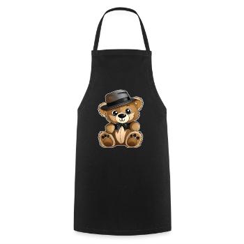 Niedlicher Teddy Bär mit Schleife und Hut - Kochschürze - Schwarz - Vorne - AI Model Male 185 dark (185cm)