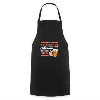 Meine Kettensäge Braucht Benzin Ich Brauche Bier - Kochschürze - Schwarz - Vorne - AI Model Male 185 dark (185cm)
