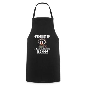 Yawning is a silent scree after coffee - Cooking Apron - black - Front - AI Model Male 185 dark (185cm)