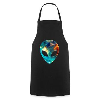 Alien, Head, Emoji, Galaxy Style - Cooking Apron - black - Front - AI Model Male 185 dark (185cm)
