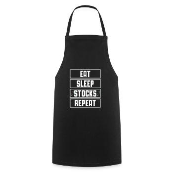 Eat Sleep Stocks repeat Trader Trading - Kochschürze - Schwarz - Vorne - AI Model Male 185 dark (185cm)