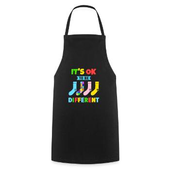 It's Ok to be Different with colorful Socks - Cooking Apron - black - Front - AI Model Male 185 dark (185cm)
