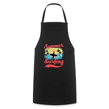 Summer Surfing Palm Sea Beach Surfer - Kochschürze - Schwarz - Vorne - AI Model Male 185 dark (185cm)
