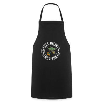 I'll be in my office the Garden Work with Flowers - Cooking Apron - black - Front - AI Model Male 185 dark (185cm)