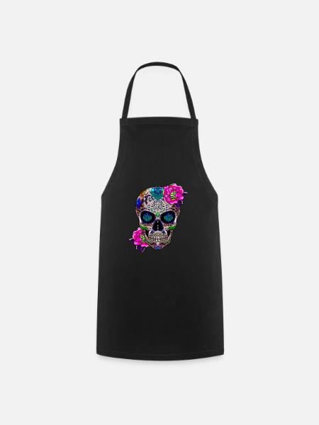 Sugar Skull Day Of The Dead Gift - Cooking Apron - black