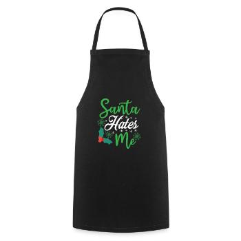 Le Père Noël me déteste Drôle de sarcasme de Noël - Tablier de cuisine - noir - Devant - AI Model Male 185 dark (185cm)