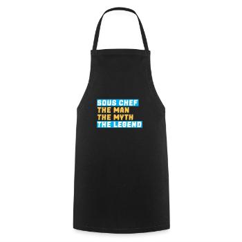 Chapeau de Chef, Chef, Cuisine, Cinq étoiles, Or, 5, - Tablier de cuisine - noir - Devant - AI Model Male 185 dark (185cm)