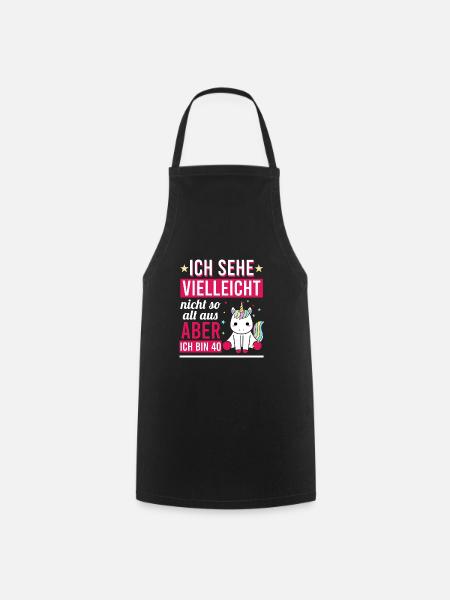 40.Geburtstag Frau Einhorn Frauen Geschenk - Kochschürze - Schwarz