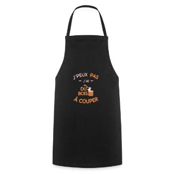 T-shirt - I can't I have wood to cut - Cooking Apron - black - Front - AI Model Male 185 dark (185cm)