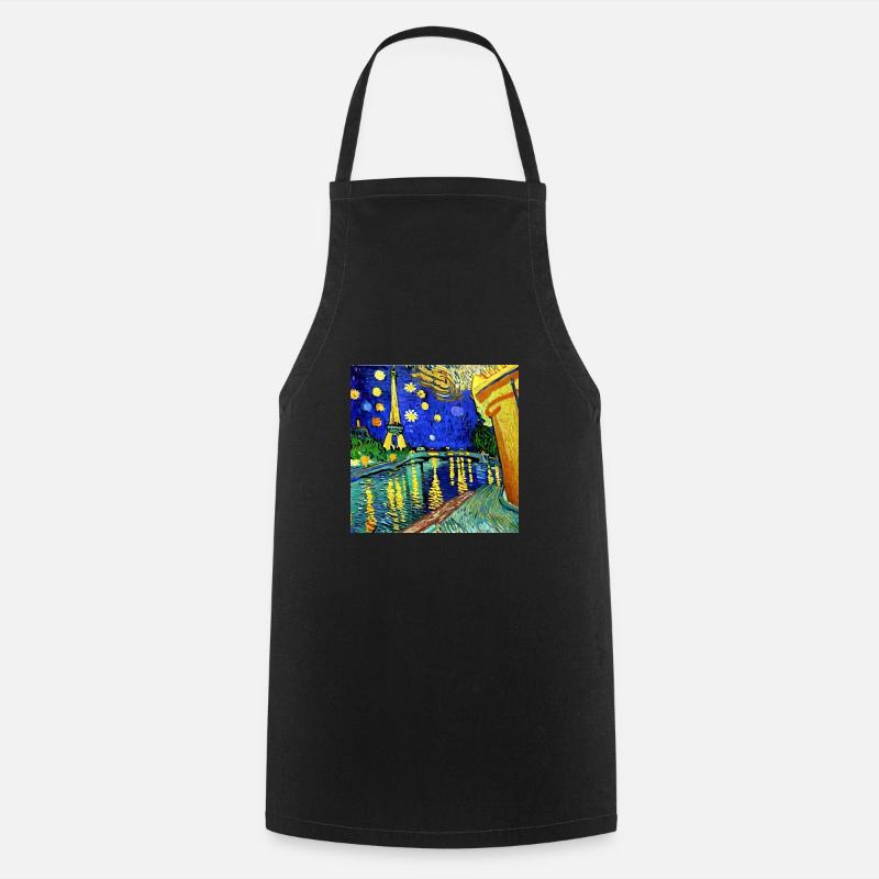 Paris tour Eiffel van gogh - Tablier de cuisine - noir
