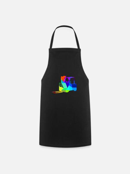 Gabelstapler Regenbogen Polygon Baufahrzeug - Kochschürze - Schwarz