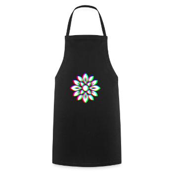 EDM Trikolor - Floral Mandala - Glitch Rave style - Kochschürze - Schwarz - Vorne - AI Model Male 185 dark (185cm)