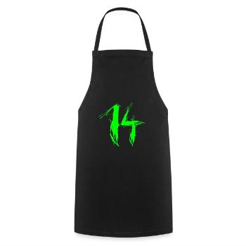 zahl 14 grün 14.Geburtstag Lieblingszahl Vektor - Cooking Apron - black - Front - AI Model Male 185 dark (185cm)