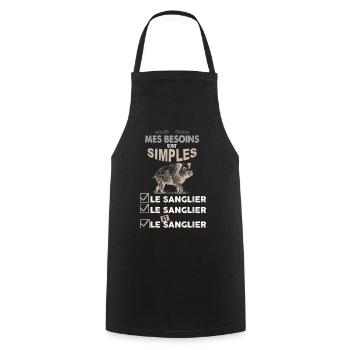 Chasse au sanglier, idée cadeau papa chasseur - Tablier de cuisine - noir - Devant - AI Model Male 185 dark (185cm)