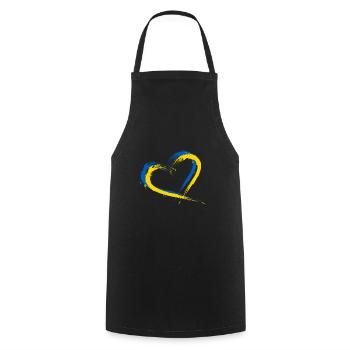 Herz Bürste Flagge der Ukraine Design Farbe Fahne - Kochschürze - Schwarz - Vorne - AI Model Male 185 dark (185cm)